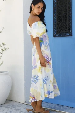 Silent Lullabies One Shoulder Midi Dress Print