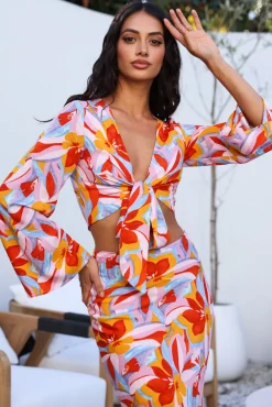 Smells Like Summer Long Sleeve Crop Top Orange