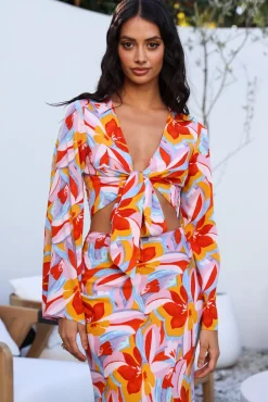 Smells Like Summer Long Sleeve Crop Top Orange