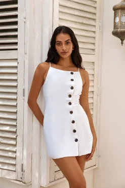 SNDYS Allegra Linen Mini Dress White