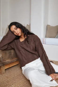 SNDYS Ana Cable Knit Jumper Mocha