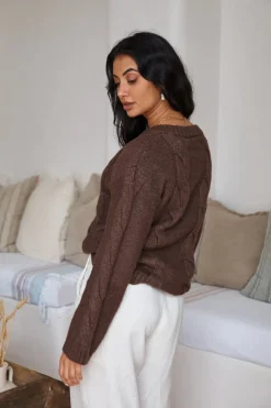SNDYS Ana Cable Knit Jumper Mocha