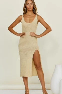 SNDYS Breeze Knit Midi Dress Sand