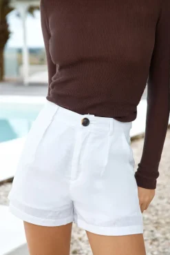 SNDYS Hale Linen Shorts White