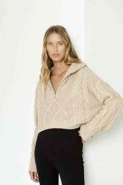 SNDYS Jax Crop Jumper Beige