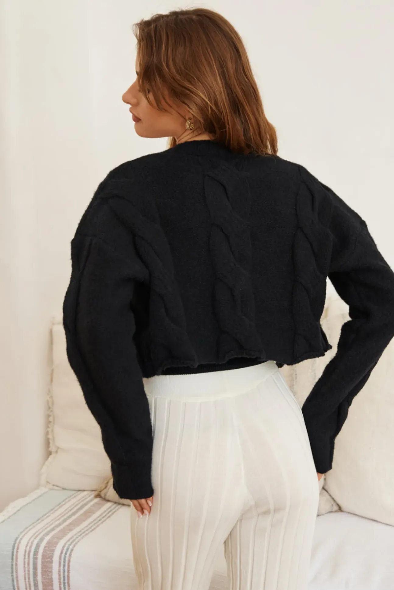SNDYS Laine Cable Cardigan Black