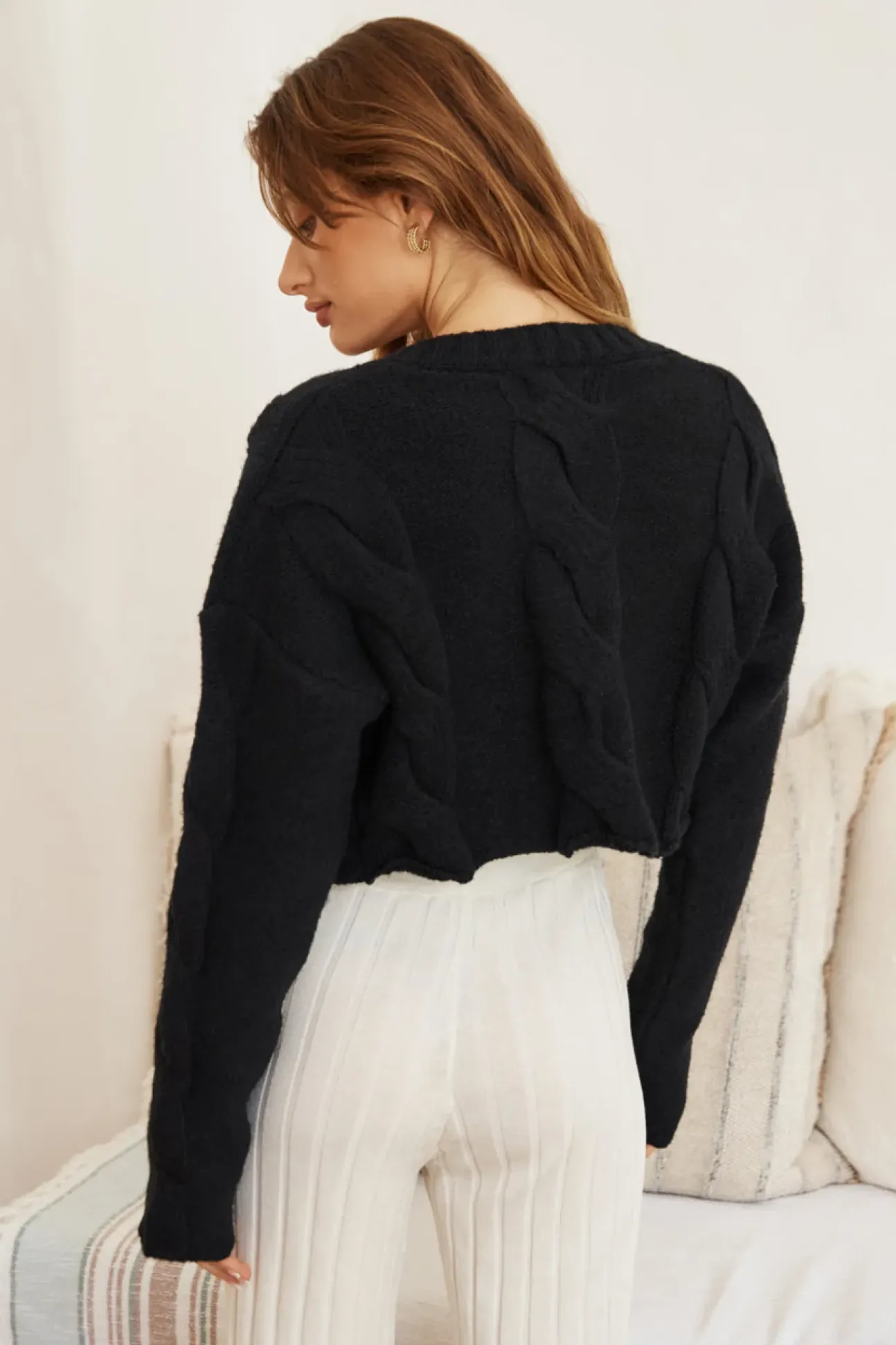 SNDYS Laine Cable Cardigan Black