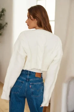 SNDYS Laine Cable Cardigan Powder