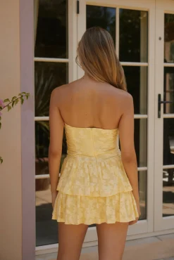 Soft Horizon Strapless Mini Dress Yellow
