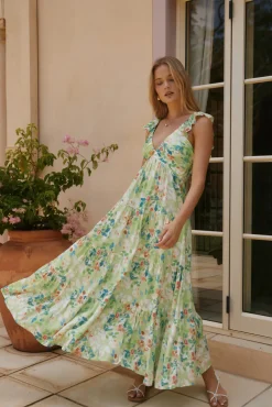 Softly Blooming Maxi Dress Green