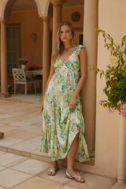 Softly Blooming Maxi Dress Green