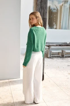 Soft Touch Wool Blend Cardigan Green