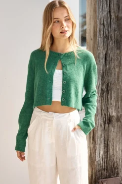 Soft Touch Wool Blend Cardigan Green