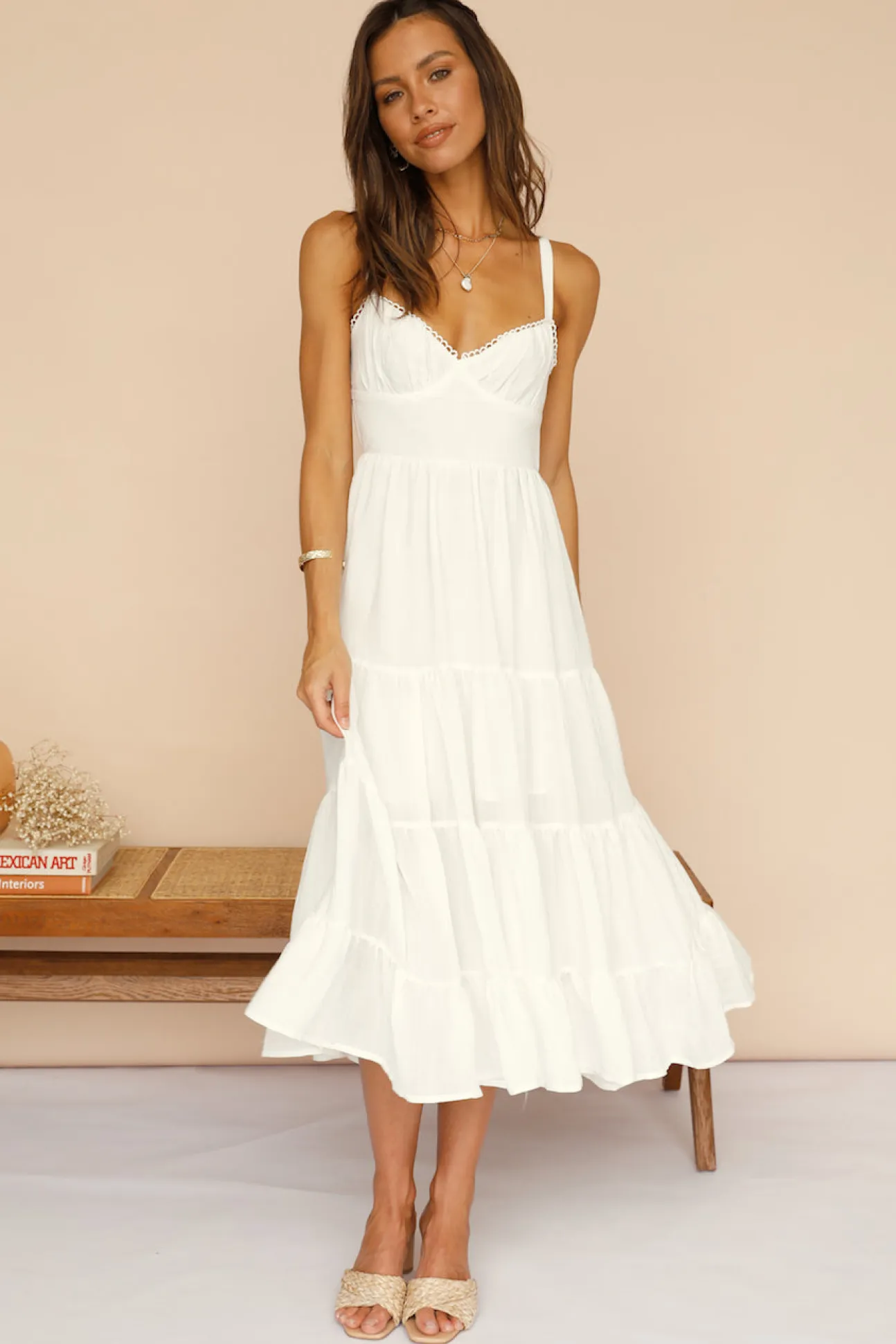 Somebody New Midi Dress White