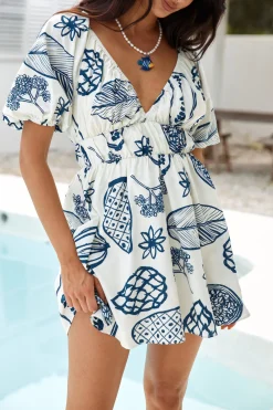 Somewhere Coastal Mini Dress Navy