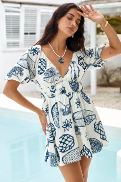 Somewhere Coastal Mini Dress Navy