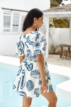 Somewhere Coastal Mini Dress Navy