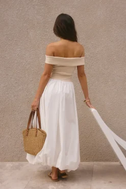 Sophisticated Nights Bubble Hem Maxi Dress White