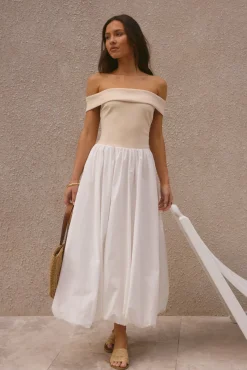 Sophisticated Nights Bubble Hem Maxi Dress White