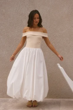 Sophisticated Nights Bubble Hem Maxi Dress White