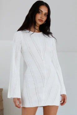 Soulful Nights Long Sleeve Mini Dress White