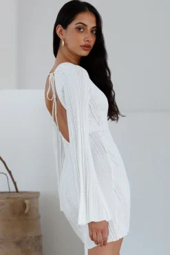 Soulful Nights Long Sleeve Mini Dress White