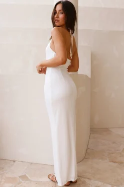 South Of France Halter Maxi Dress White