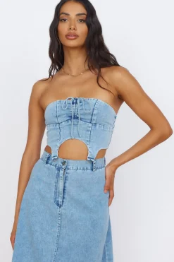 Starlit Symphony Crop Top Denim
