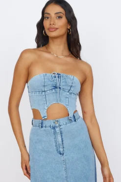 Starlit Symphony Crop Top Denim