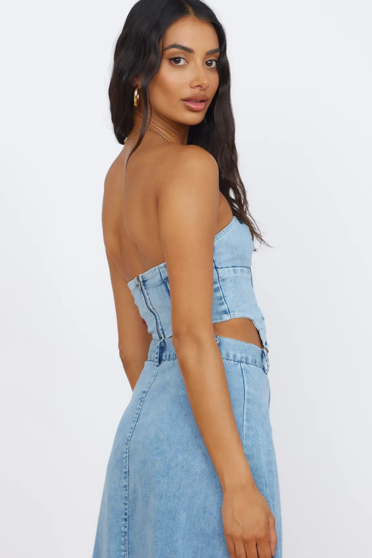 Starlit Symphony Crop Top Denim