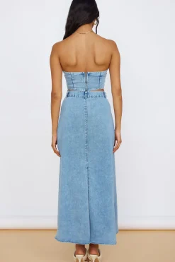 Starlit Symphony Maxi Skirt Denim
