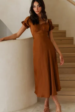 Sumatra Midi Dress Brown