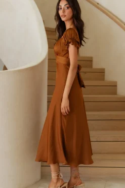 Sumatra Midi Dress Brown
