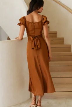 Sumatra Midi Dress Brown