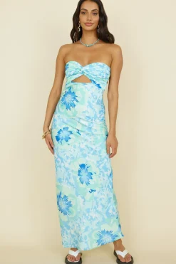 Summer Fairytale Maxi Dress Blue Floral