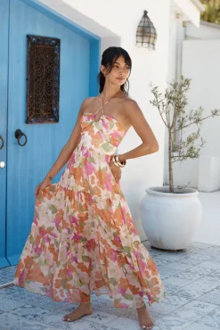 Summer Oasis Halter Maxi Dress Pink