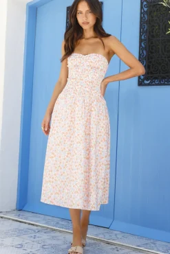 Summer Pop Strapless Midi Dress Pink