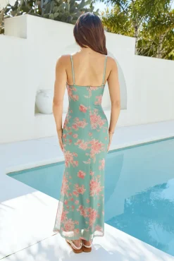 Summer Romance Mesh Maxi Dress Green