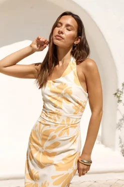 Sunbeam Serenity Halter Maxi Dress Orange