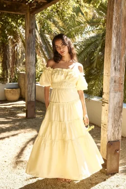 Sunflower Girl Off Shoulder Maxi Dress Yellow