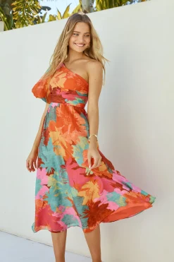 Sunseeker One Shoulder Maxi Dress Pink