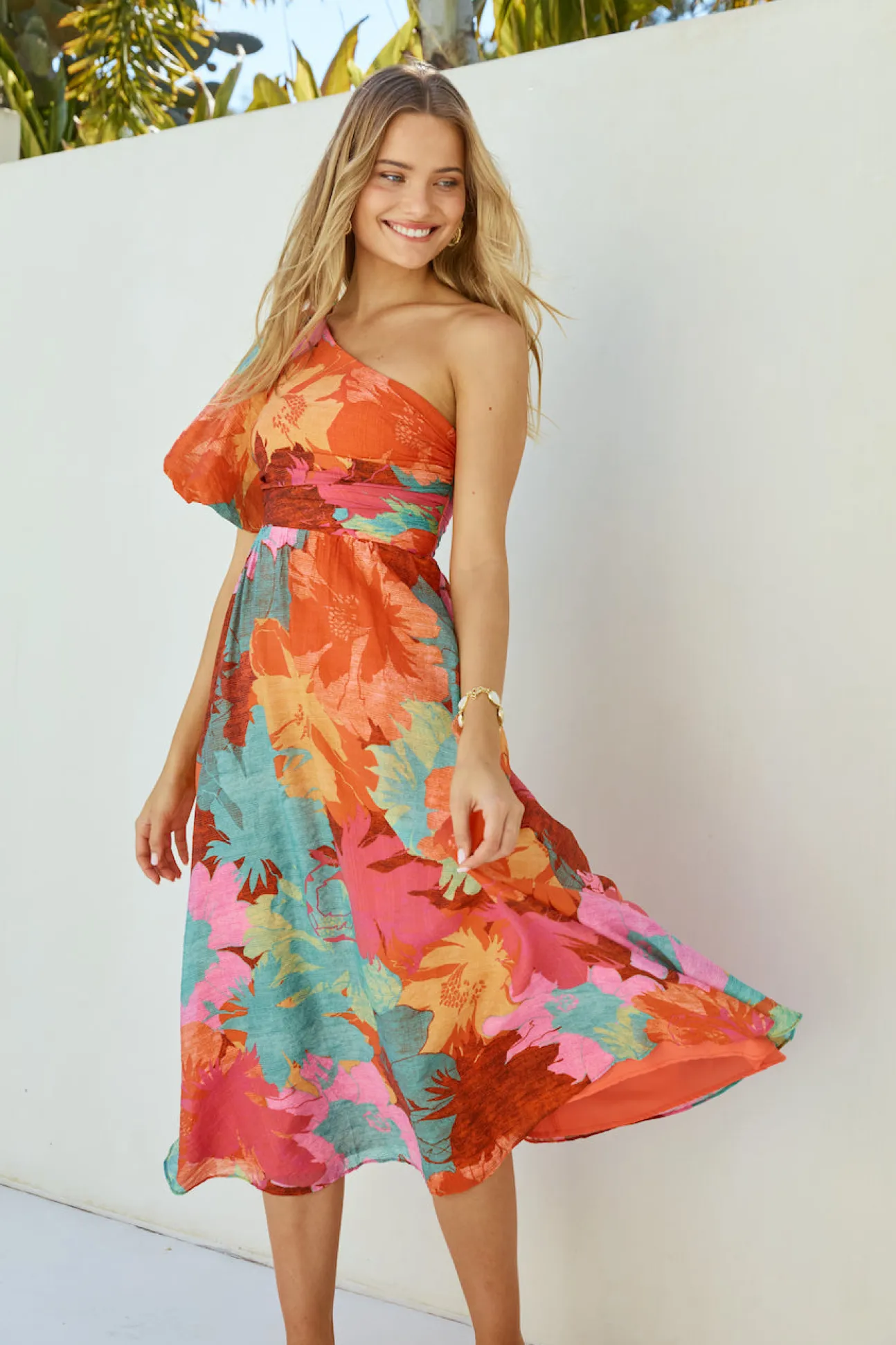 Sunseeker One Shoulder Maxi Dress Pink