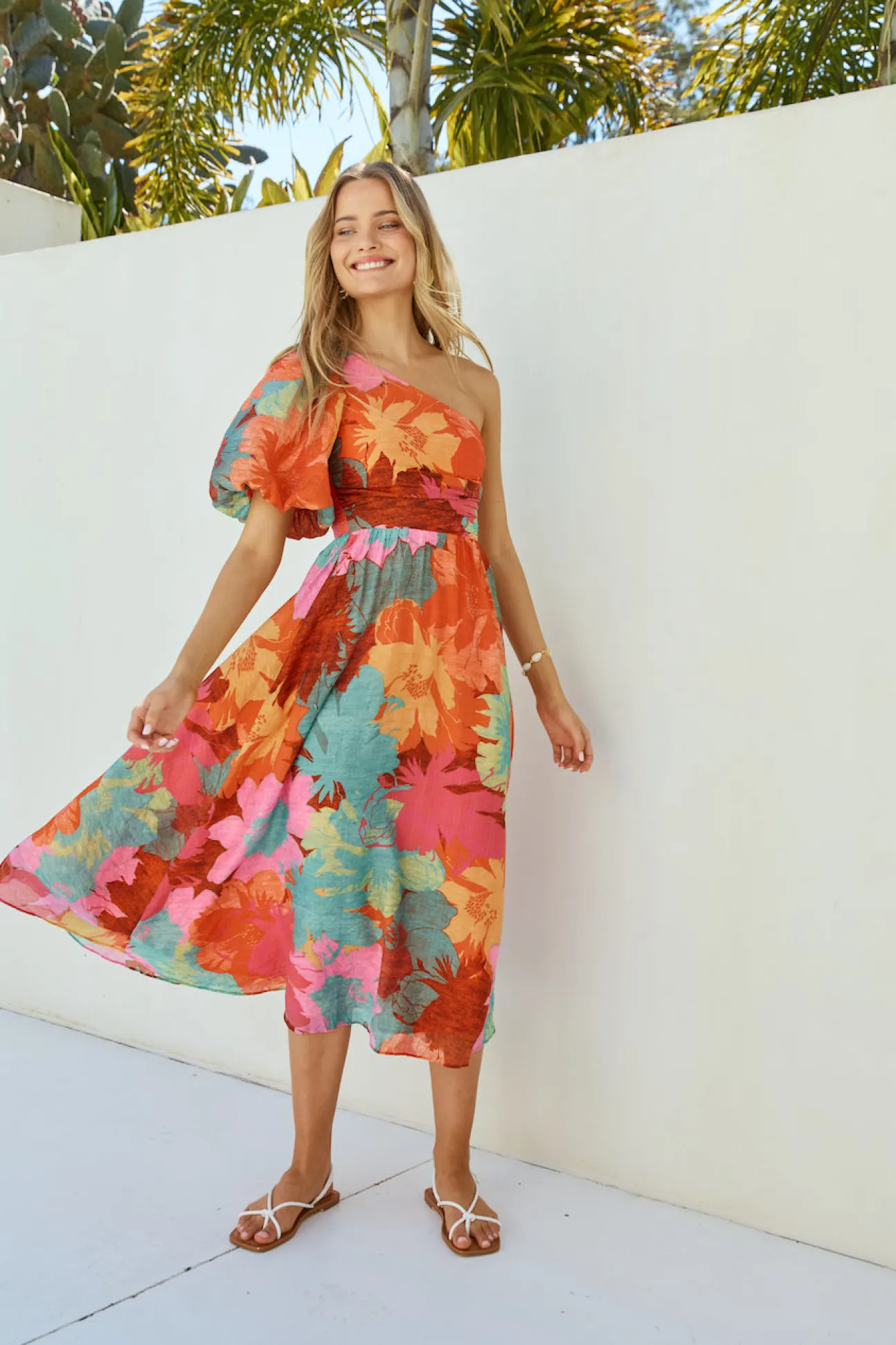 Sunseeker One Shoulder Maxi Dress Pink