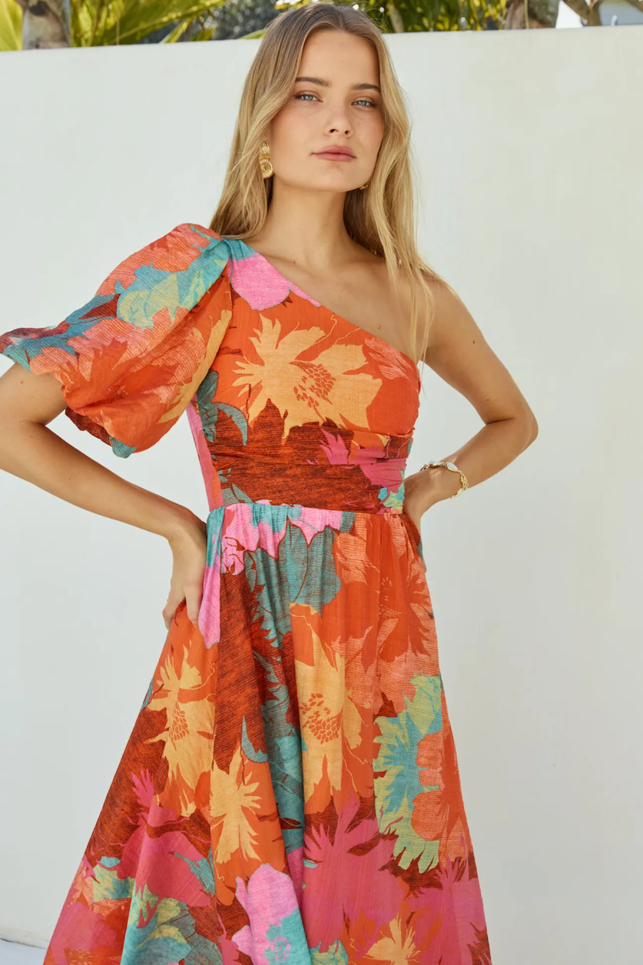 Sunseeker One Shoulder Maxi Dress Pink