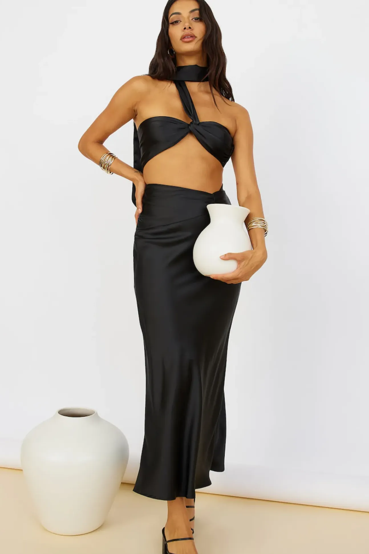 Sunset and Vine Maxi Skirt Black