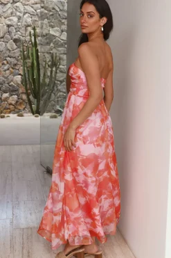 Sunset Memories Strapless Maxi Dress Orange