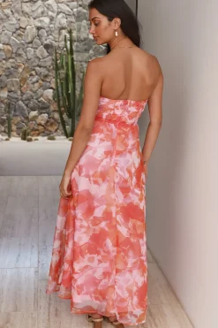 Sunset Memories Strapless Maxi Dress Orange