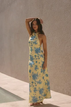 Sunset Skies Halter Maxi Dress Yellow