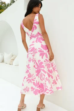 Sunset Sorbet Midi Dress Pink
