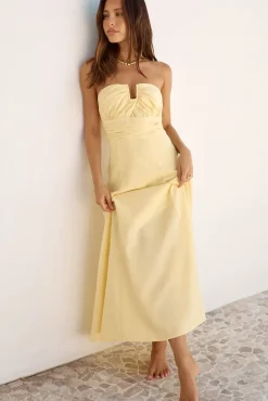 Sunshine Bliss Strapless Maxi Dress Yellow
